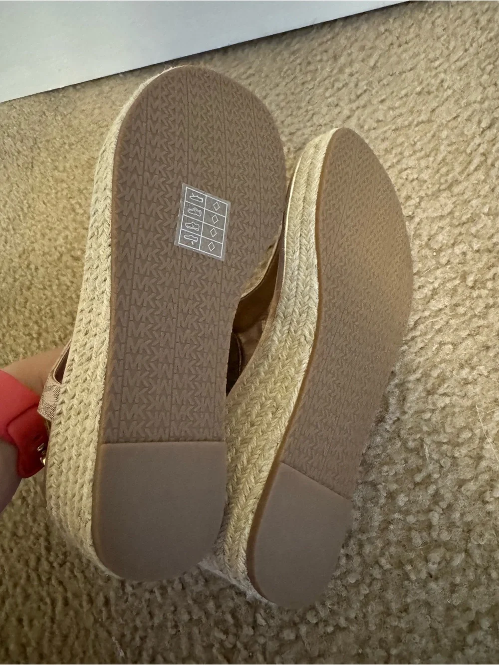 MICHAEL Michael Kors Laney Thong Espadrille Jute Wedge Sandals Rose Gold 7.5